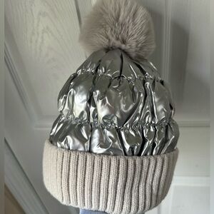 Women’s Silver Metallic Winter Hat